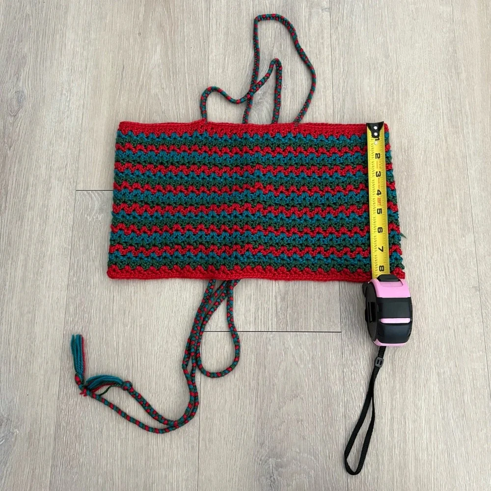 Maya Bey Crochet Handmade Crochet Halter Top Red Green Blue One Size Stretchy - Picture 13 of 13